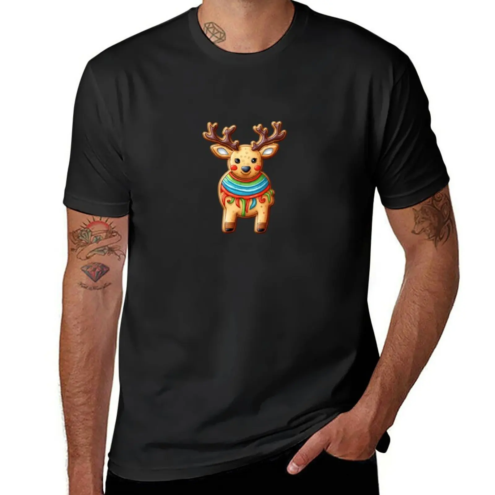 Рождественское сахарное печенье - футболка с оленем, мужская футболка оверсайз, футболки, мужские забавные футболки, футболки для мужчин, хлопок