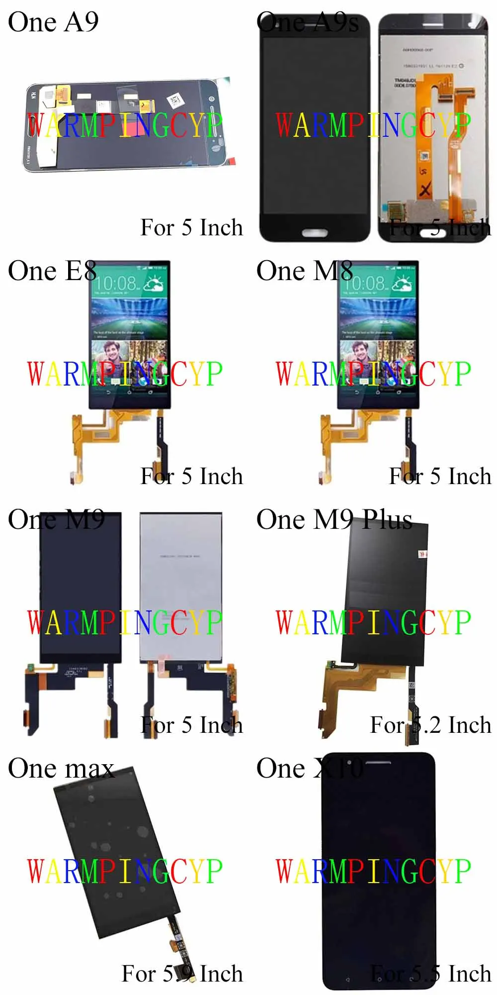 Сборка (Сенсорный экран + ЖК-дисплей) для HTC One A9s E8 E9pt Plus M8Sw M9pw Max X10 E9pw T6 8060