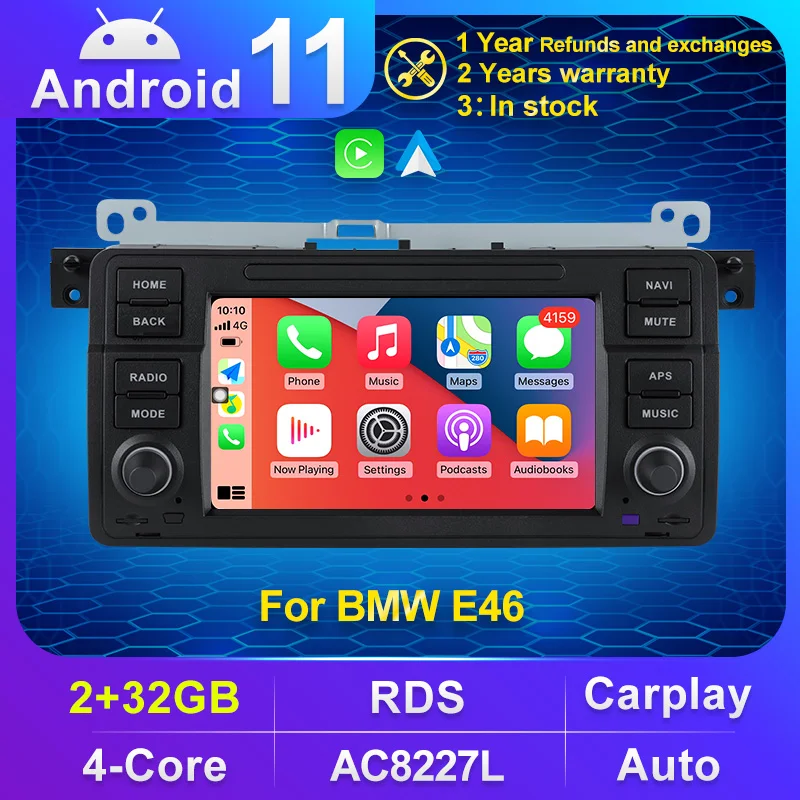 Android 11 Carplay Auto 2 din Автомобильный Радио Видео Стерео Плеер GPS Навигация Для BMW 3 Серии E46 M3 318/320/325/330/335 1998-2005