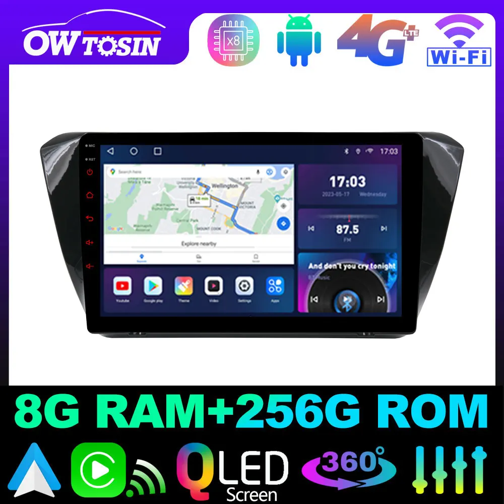 Owtosin QLED 1280*720P 8 Core 8 + 128G GPS Android автомагнитола для Skoda Superb B8 2015-2023 4G LTE Android Auto Carplay Parrot BT