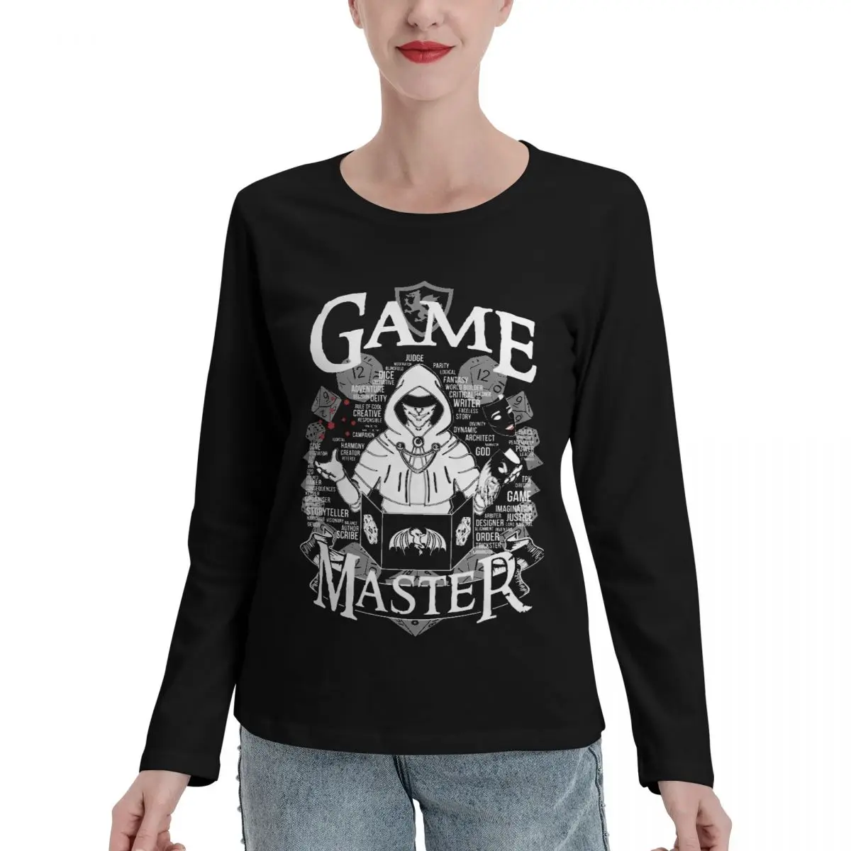 Game Master - Белые Футболки с длинным рукавом, одежда kawaii, футболка нового выпуска, топы больших размеров, графическая футболка, одежда для женщин
