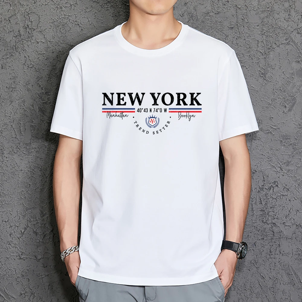 Нью-Йорк, Манхэттен, Бруклин, Трендсеттер, Мужская футболка, Повседневные Мягкие футболки, Хлопковая футболка Оверсайз, Модная Мужская одежда С круглым вырезом