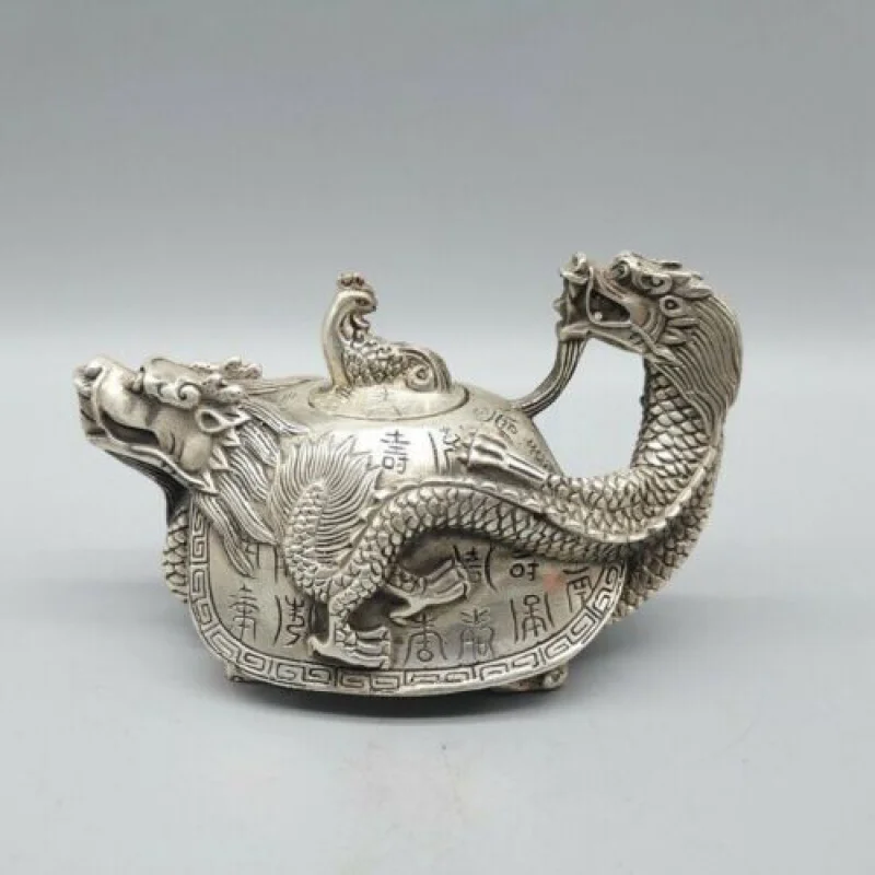 Древнекитайская Тибетская серебряная курильница с черепахой-драконом ручной работы Сюй Демарк