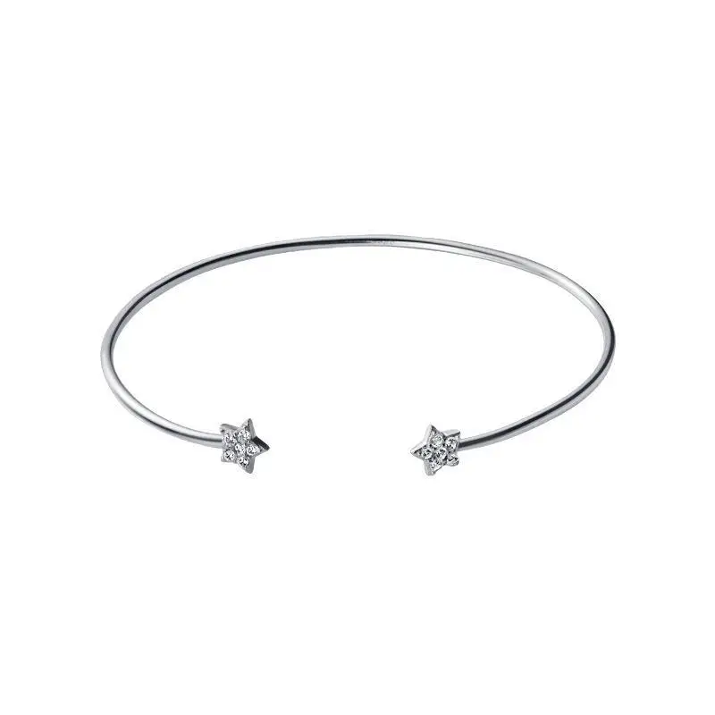 Подлинный тонкий браслет из стерлингового серебра 925 пробы со звездами для женщин, ослепительный сверкающий браслет из циркона, изысканные модные украшения