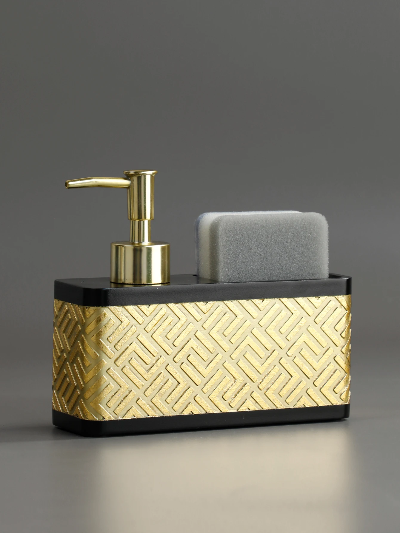 Золотая Кухонная раковина Столешница Дозатор жидкого мыла для рук флакон-помпа с отделением для хранения, включая губку