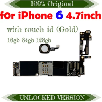 для iPhone 6 (4,7 дюйма) Материнская плата с отпечатком пальца Touch ID iOS 4G Lte 16 / 32 / 64 / Тест оригинальной материнской платы 128 ГБ  5