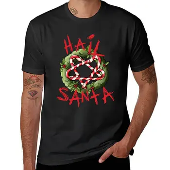 Футболка Hail Santa, винтажная футболка, топы больших размеров, эстетичная одежда, забавные футболки, мужские футболки с графическим рисунком, забавные  5