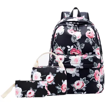 Женский Оксфордский рюкзак, опрятная школьная сумка, дорожная сумка для студентов колледжа, рюкзак с принтом для девочек, рюкзак большой емкости, 3 шт. / компл.  5