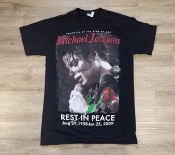 VTG Майкл Джексон, король поп-музыки, Покойся с миром, Маленькая футболка Sz S, черный мемориал  5
