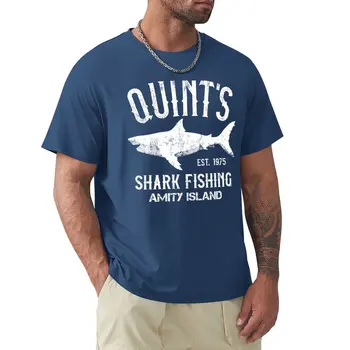 Футболка Quint's Shark Fishing - остров дружбы 1975, черная футболка, спортивная рубашка, мужские футболки чемпиона  0