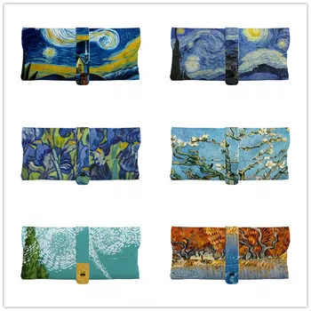 художественная роспись, футляр для очков Ван Гога, дорожная сумка для солнцезащитных очков на молнии с рисунком, классическая мужская и женская сумка для хранения очков  10