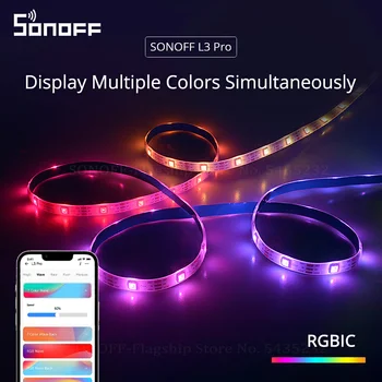 SONOFF L3 Pro Smart LED Strip Light WiFi LED RGBIC Lights Гибкая Лампа Лента Дисплей Нескольких Цветов Одновременно Музыкальный Режим  5