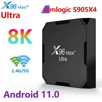 X96 Max Plus Ultra Android 11,0 TV Box Amlogic S905X4 2,4 G/5G WiFi 8K H.265 HEVC Телеприставка Медиаплеер Поддержка Micro SD Карты  5