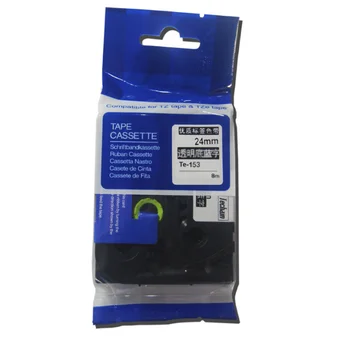 2x кассета с этикеточной лентой Te-153 для принтеров этикеток Brother p-touch 24 мм синего цвета на прозрачной пленке  0