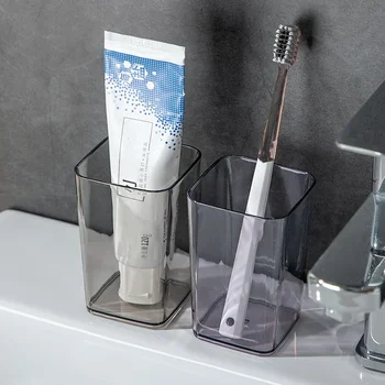 Стаканчик для полоскания рта из прозрачного квадратного утолщенного пластика, стаканчик для зубной щетки для мытья посуды  5