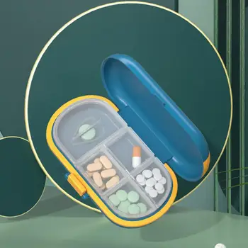 Портативная дорожная коробка для таблеток Пластиковый контейнер для хранения лекарств Влагостойкий органайзер для резки таблеток большой емкости коробки для таблеток  5