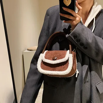 Женская роскошная популярная сумка, осенне-зимняя меховая женская сумка-мессенджер, новинка 2021 года, портативная маленькая квадратная сумка ins.  5