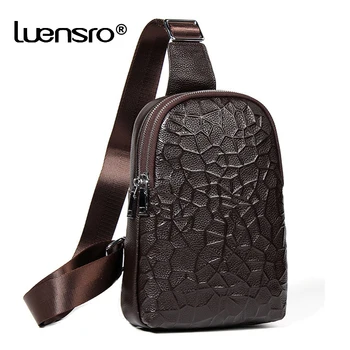 Luensro Мужская нагрудная сумка из натуральной кожи, маленькие сумки через плечо для мужчин, сумки-мессенджеры, водонепроницаемая мужская сумка через плечо  5