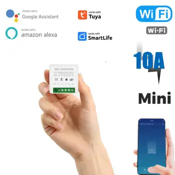 Tuya 16A Mini Wifi Smart Switch Light Поддерживает 2-полосный модуль автоматизации управления временем Приложение для Alexa Home  5