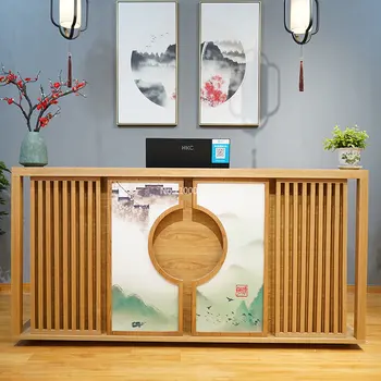 Новый китайский кассир, ретро-барный столик из массива дерева, чайный домик, ресторан для йоги, стойка регистрации, стойка регистрации отеля  5