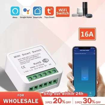 16A Wifi Smart Switch Модуль Умных Домашних Выключателей Света 2-Полосное Управление Работой с Tuya Smart Life Alexa Google Home Switch  5