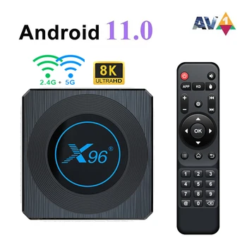 Amlogic S905X4 Smart Android 11 TV BOX 8K Медиаплеер AV1 2,4 G 5,8G Двойной Wifi 4G 32G 64G BT4.1 Репродуктор X96 X4 телеприставка  5