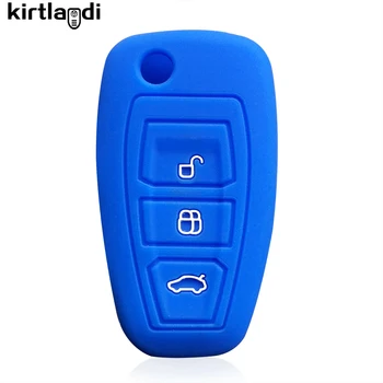 Kirtlandi Силиконовый чехол для автомобильных ключей, держатель аксессуаров, защита кожи без ключа для Ford Focus 3 MK3 2015, складной брелок с откидной крышкой  2