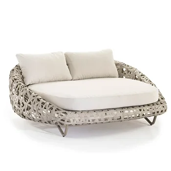 Скандинавский открытый ротанговый диван для отдыха во внутреннем дворе виллы, гостиной, кресла из ротанга, дивана, сада, балкона, дивана  4