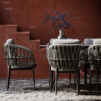 Европейские пляжные стулья из ротанга, Уличная мебель, стулья для сада во внутреннем дворе, Современные дизайнерские кресла для отдыха на балконе  4