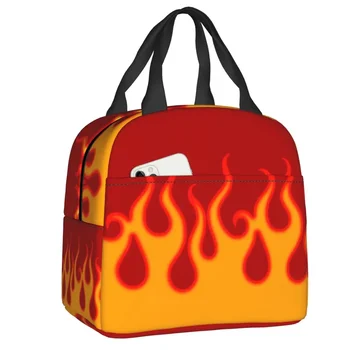 Эстетичный ланч-пакет Hot Fire Racing Flames в стиле поп-арт, Термоизолированный контейнер для ланча для женщин, детские пакеты для еды  5