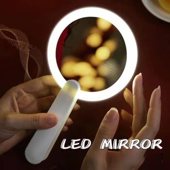 Туалетное зеркало с подсветкой, портативное мини-зеркало со светодиодной подсветкой, 4 шт., ручка для макияжа с батарейным питанием, магнитный переключатель освещения  4