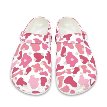 2023 Горячая женская Розовая обувь с леопардовым рисунком, тапочки с дырочками, слипоны для девочек, босоножки на высоком каблуке, модная садовая обувь на платформе  5
