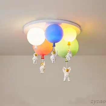 Скандинавская детская спальня Мультяшные подвесные светильники Гостиная Домашний декор Астронавт Светодиодный Потолочный светильник Детская комната Подвесной светильник на воздушном шаре  5