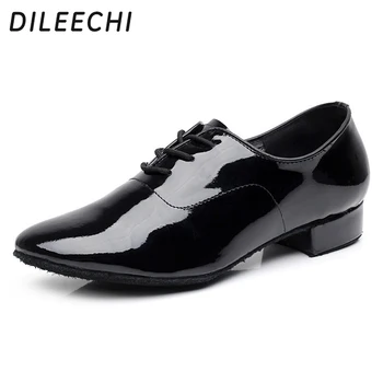 DILEECHI/ Черные мужские туфли для латиноамериканских танцев из искусственной кожи, Обувь для бальных танцев, мягкая подошва, Вечерние Свадебные туфли для квадратного танца.  10