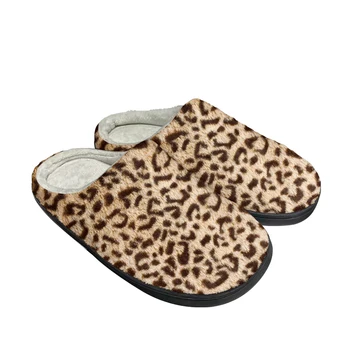 Модные хлопковые тапочки с леопардовым принтом, изготовленные на заказ, Мужские и женские сандалии, плюшевая повседневная обувь, сохраняющая тепло, удобные тапочки  5