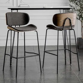 Винтажный деревянный роскошный дизайн, минималистский офисный барный стул, высокое современное металлическое компьютерное кресло для кафе, салон мебели Sedie Bar XY50BC  4