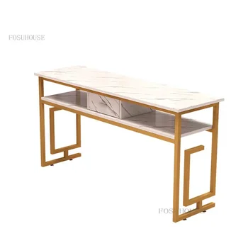 Современные минималистичные маникюрные столы, салонная мебель, одноместные двойные маникюрные столы, набор стульев, роскошный профессиональный маникюрный стол D  2