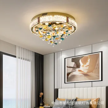 Роскошные потолочные светильники, потолочный светильник из разноцветного хрусталя для гостиной, столовой, детской спальни, освещение, Светодиодные золотые светильники  5