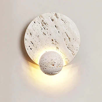 Новый тип натурального белого пещерного камня, креативный дизайнерский дисковый настенный светильник, современные простые светодиодные фонари для фонового оформления гостиной  5