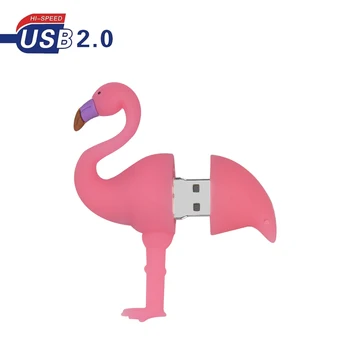 мультяшный прекрасный флешка С Фламинго 8 гб 16 гб usb 2.0 Флэш-накопители 32 гб 64 гб 128 гб флеш-накопитель Memory Stick Внешнее Запоминающее устройство  5