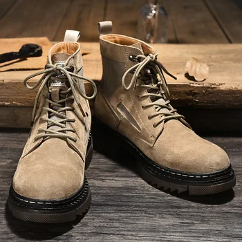 Мужские ботинки Chukka из водонепроницаемой кожи, повседневные ботильоны-оксфорды на шнуровке, повседневная обувь для мужчин  5