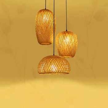 Бамбуковый фонарь, подвесной светильник, плетеный из натурального ротанга, люстры E27, Абажуры ручной работы, светильники, подвесной светильник  4