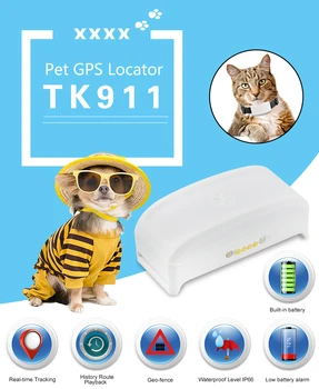 Mini TKSTAR TK911 WIFI Pet Cat Dog GPS Трекер Водонепроницаемый бесплатное приложение для веб-платформы с адсорбцией Отслеживание в реальном времени с помощью Карты Google  3