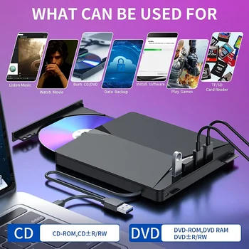 7-в-1 USB 3.0 Type-c Внешний DVD RW CD-Привод Устройство для Записи компакт-дисков Проигрыватель Оптический Привод Внешний Для ПК Ноутбук Настольный iMac  5