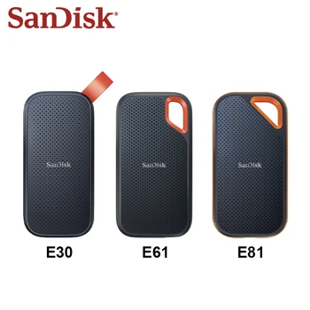 Оригинальный Портативный SSD-накопитель SanDisk Extreme E81 E61 E30 2 ТБ 1 ТБ 500 ГБ USB 3.1 Type C / A Внешний Твердотельный накопитель Жесткий диск  5