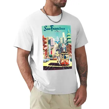 Сан-Франциско - Винтажный Туристический Плакат, Футболка, мужская милая одежда, футболки для мужчин, упаковка  4