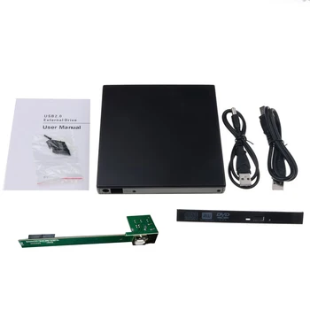 Корпус Оптического привода 12,7 мм, Черная Тонкая Внешняя Съемная Крышка с USB 2.0 для Ноутбука Notebook  5