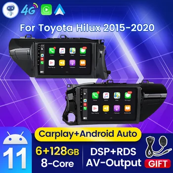 Автомобильный Видеоплеер Android 11 с Сенсорным экраном DSP Для Toyota Hilux AN120 2015 2016-2020 GPS Мультимедийное Радио Стерео DSP Carplay Auto  5