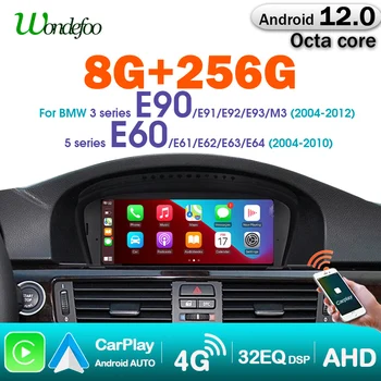 Wondefoo 8G 256G 8-Ядерный Автомобильный Радиоприемник Android 12 Видеоплееров для BMW 5 Серии E60 E61 E63 E64 E90 E91 с 8,8