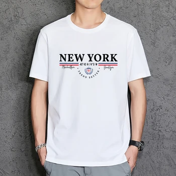Нью-Йорк, Манхэттен, Бруклин, Трендсеттер, Мужская футболка, Повседневные Мягкие футболки, Хлопковая футболка Оверсайз, Модная Мужская одежда С круглым вырезом  0